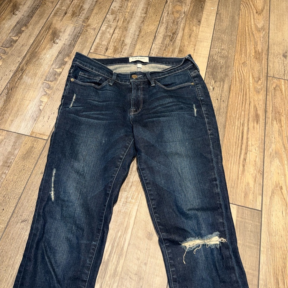Dark Wash Distressed Women’s Jeans Frame Size 27 - Picture 2 of 6